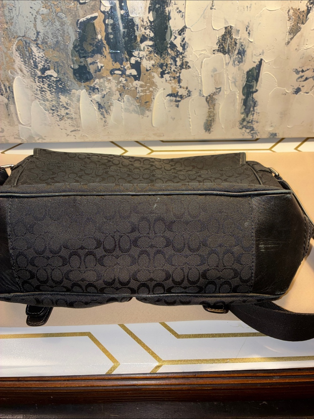 Genuine Coach Signature Jacquard Black Canvas Messenger Bag F70283  2011 - Picture 12 of 16
